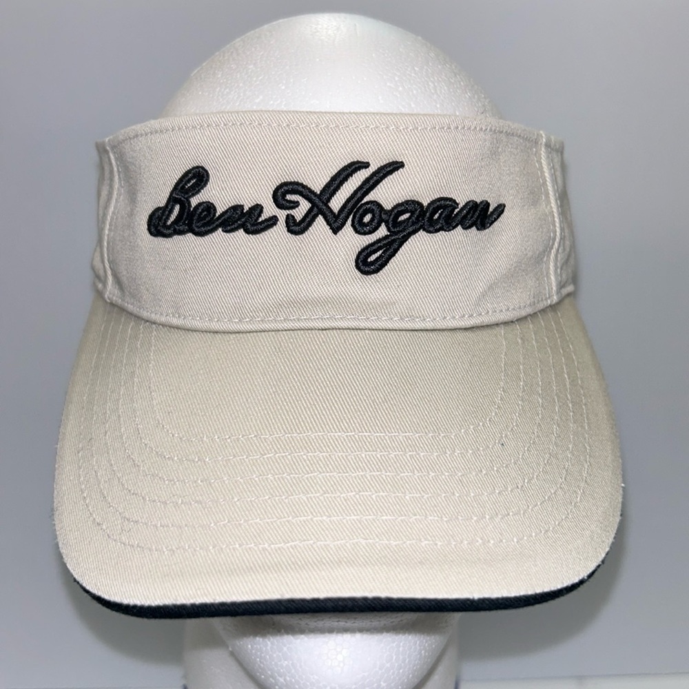Ben‎ Hogan Golf Visor Hook and Loop Adjustable Embroidered Logo Tan & Black EUC